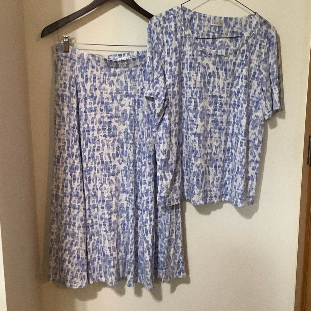 EASTEX:  Blue/White Patterned Skirt & Top (NWOT)